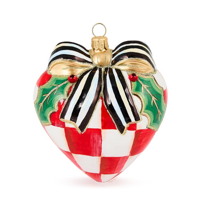 Check It Out Red Heart Glass Ornament - {current_domain}