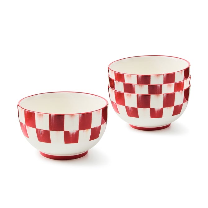 Cherry Check Breakfast Bowls, Set of 4 - {current_domain}