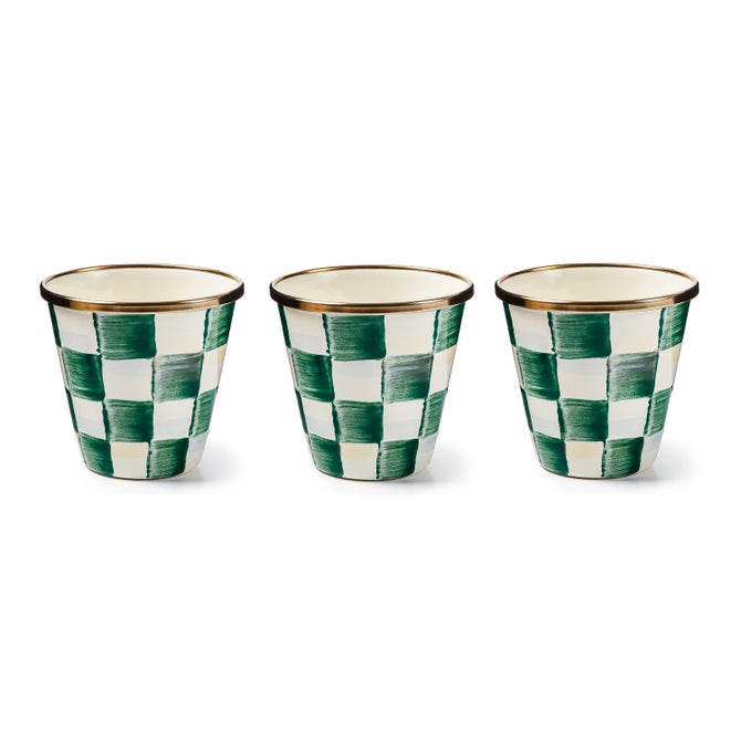 Emerald Check Herb Pots, Set of 3 - {current_domain}