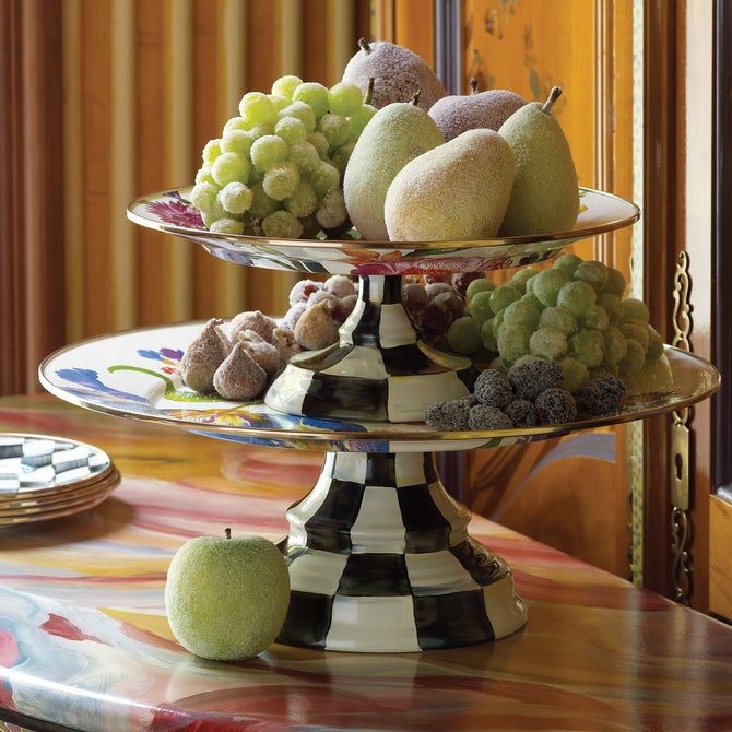 White Flower Market Small Pedestal Platter - {current_domain}