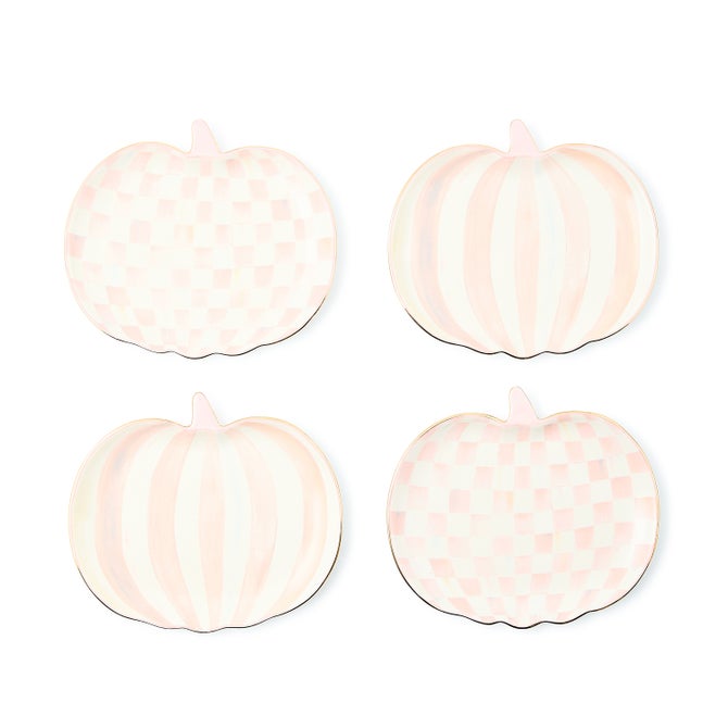 Rosy Check Pumpkin Ceramic Dessert Plates, Set of 4 - {current_domain}