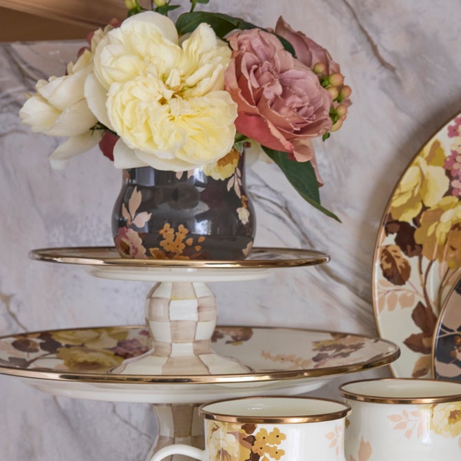 Wild Rose White Small Pedestal Platter - {current_domain}