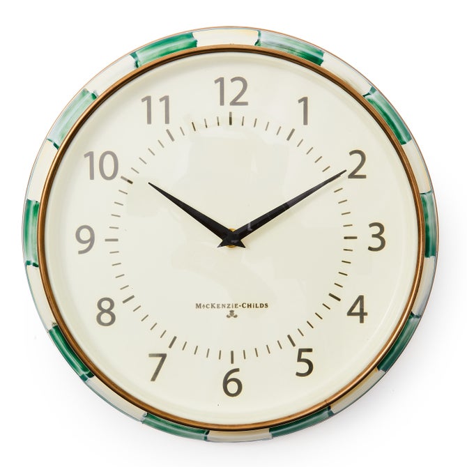 Emerald Check School Wall Clock - {current_domain}