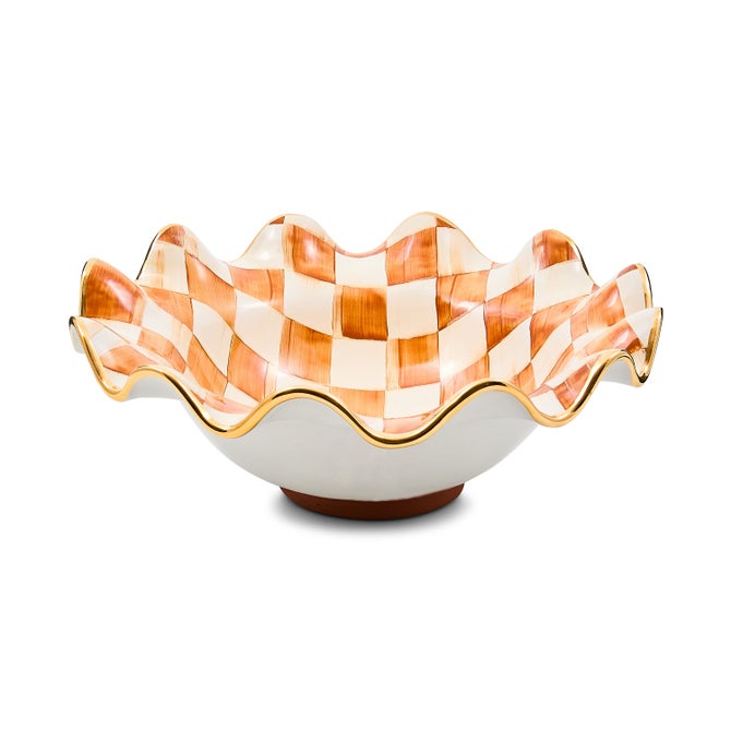 Ginger Check Medium Ceramic Fluted Serving Bowl - {current_domain}