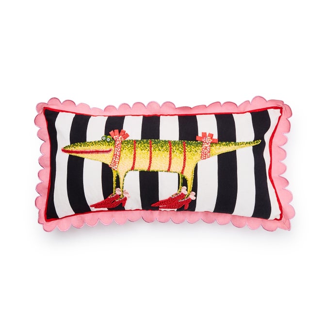 Patience Brewster Gloria Alligator Striped Lumbar Throw Pillow - {current_domain}