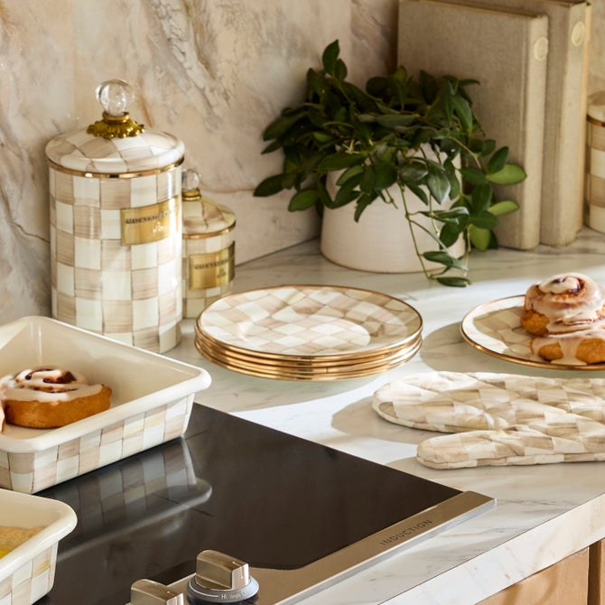 Mocha Check Appetizer Plates, Set of 4 - {current_domain}