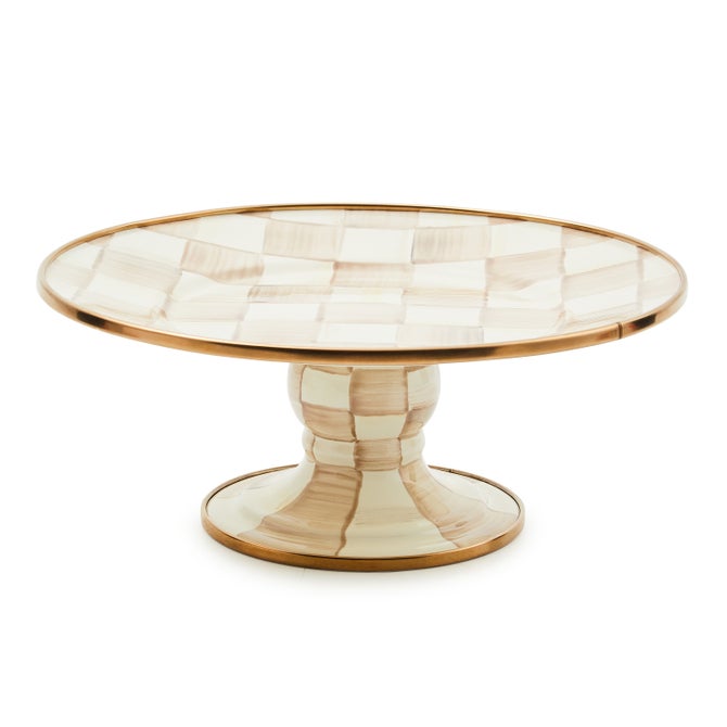 Mocha Check Mini Pedestal Platter - {current_domain}