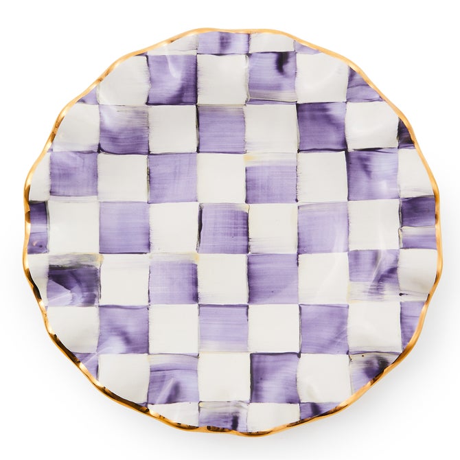 Plum Check Ceramic Fluted Dessert Plate - {current_domain}