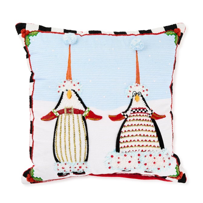 Patience Brewster Santa Penguins Throw Pillow - {current_domain}