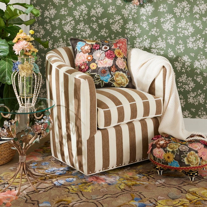 Marquee Brown Stripe Chenille Swivel Chair - {current_domain}