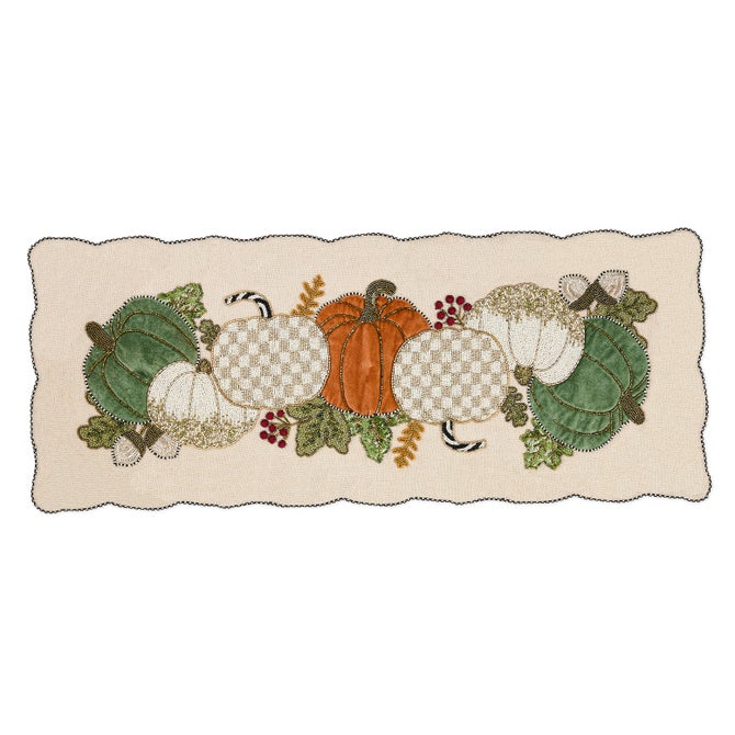 Mocha Check Pumpkin Beaded Table Runner - {current_domain}