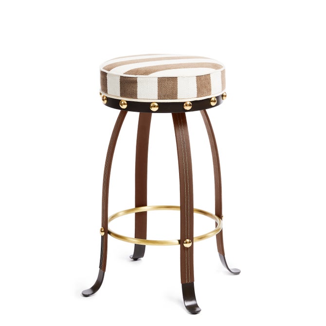 Flatiron Brown Stripe Bar Stool - {current_domain}