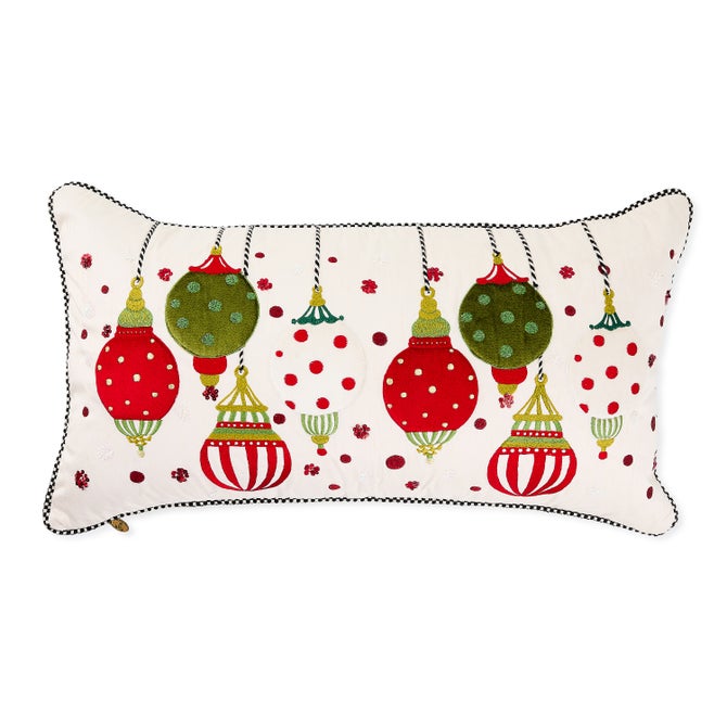 Festive Ornaments Lumbar Throw Pillow - {current_domain}