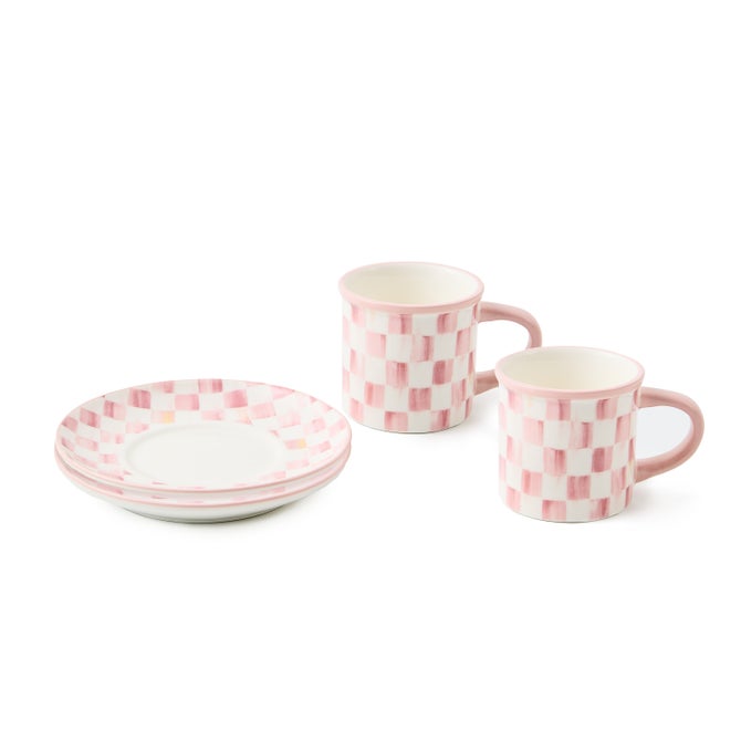 Rosy Check Espresso Cup & Saucer, Set of 2 - {current_domain}