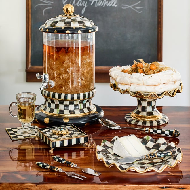 Courtly Check Ceramic Fluted Cake Stand - {current_domain}