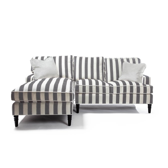 Marquee Grey Stripe 2-Piece Left Arm Chaise Sectional - {current_domain}