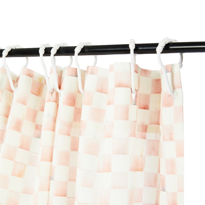 Rosy Check Shower Curtain - {current_domain}