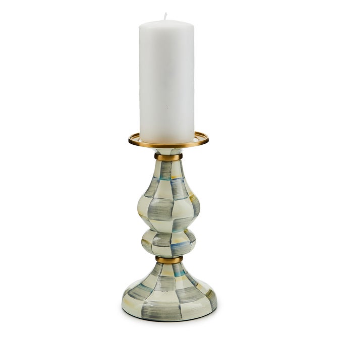 Sterling Check Medium Pillar Candlestick - {current_domain}