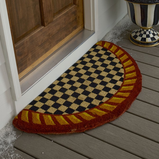 Courtly Check Half Round Red & Gold Entrance Mat - {current_domain}