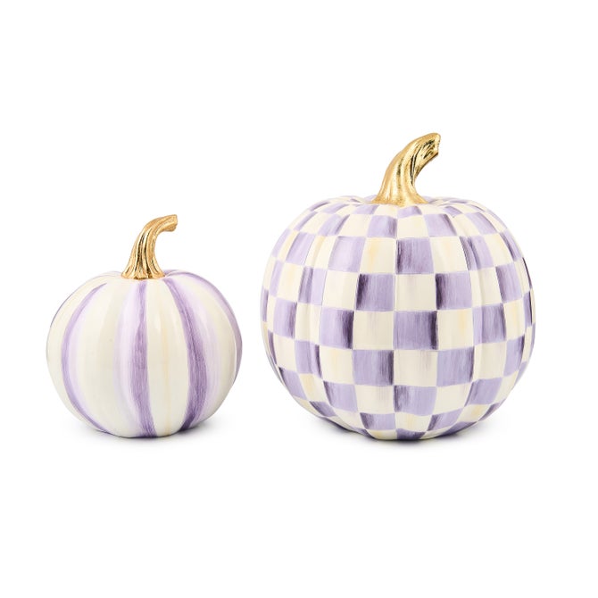Classic Violet Stripe Small & Check Medium Pumpkin Set - {current_domain}