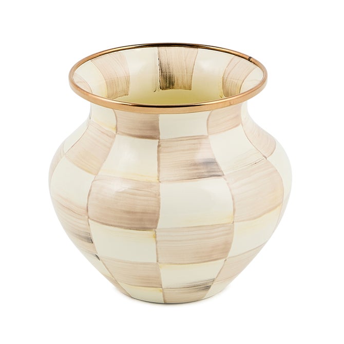 Mocha Check Vase - {current_domain}