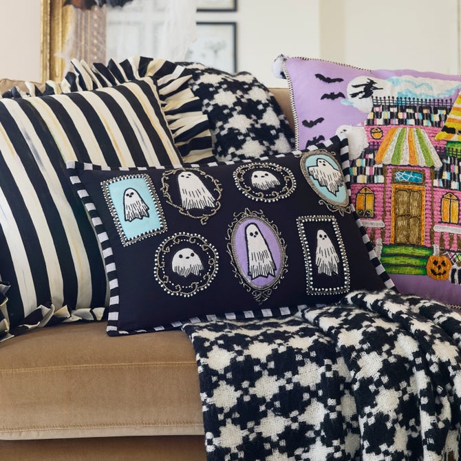 Ghost Family Portraits Lumbar Throw Pillow - {current_domain}