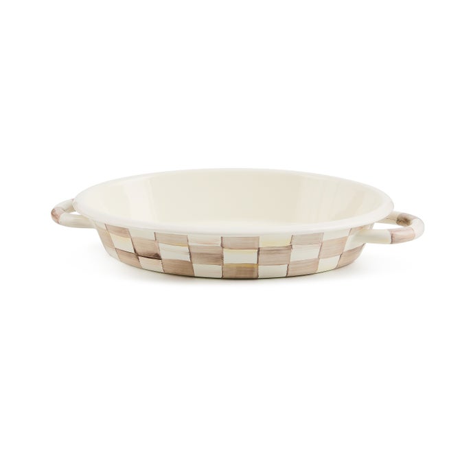 Mocha Check Medium Oval Gratin Dish - {current_domain}