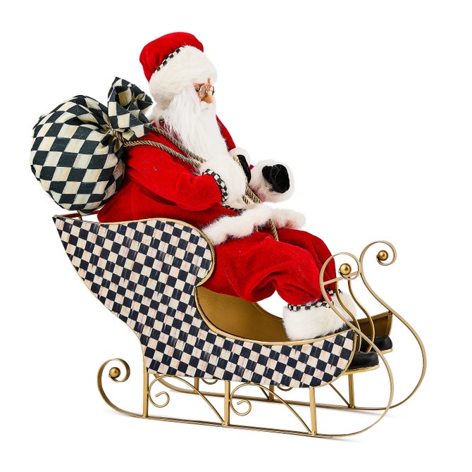 Classic Courtly Fabric Santa In Sleigh - {current_domain}