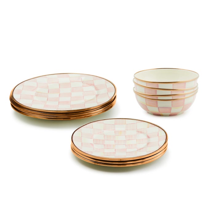 Rosy Check Dinnerware 12pc Complete Set - {current_domain}