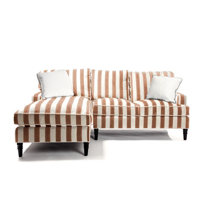 Marquee Brown Stripe 2-Piece Left Arm Chaise Sectional - {current_domain}