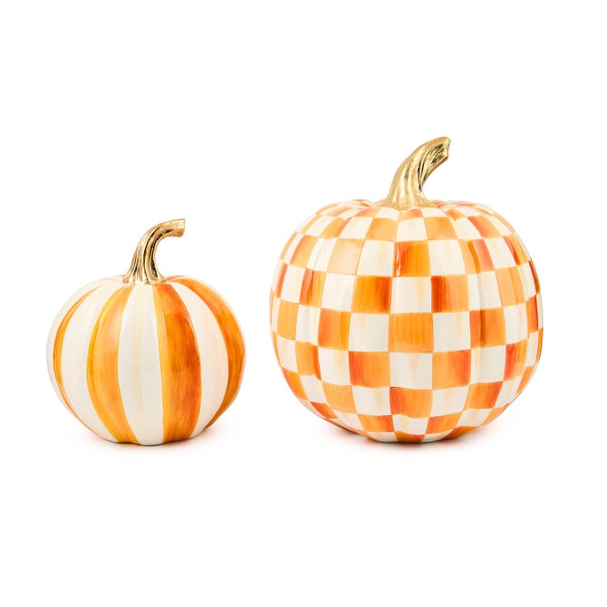 Classic Orange Stripe Small & Check Medium Pumpkin Set - {current_domain}