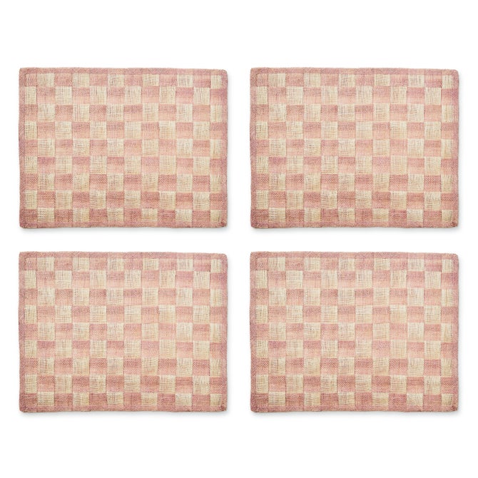 Pink Sinamay Placemats, Set of 4 - {current_domain}