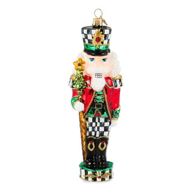 Courtly Classic Nutcracker Glass Ornament - {current_domain}