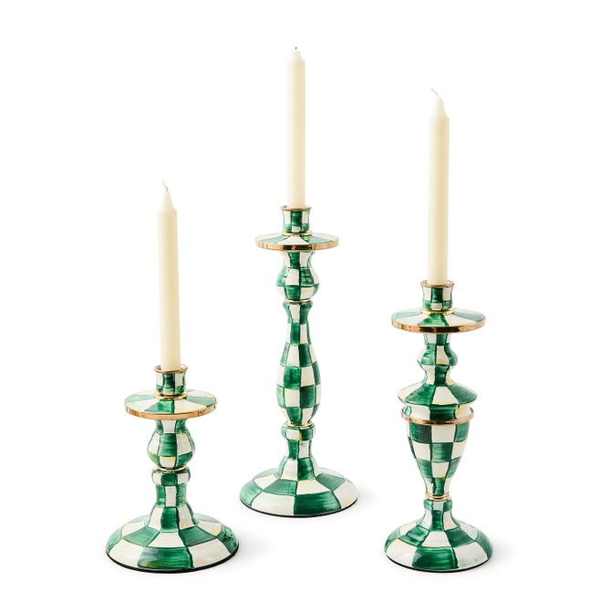 Emerald Check Small Candlestick - {current_domain}