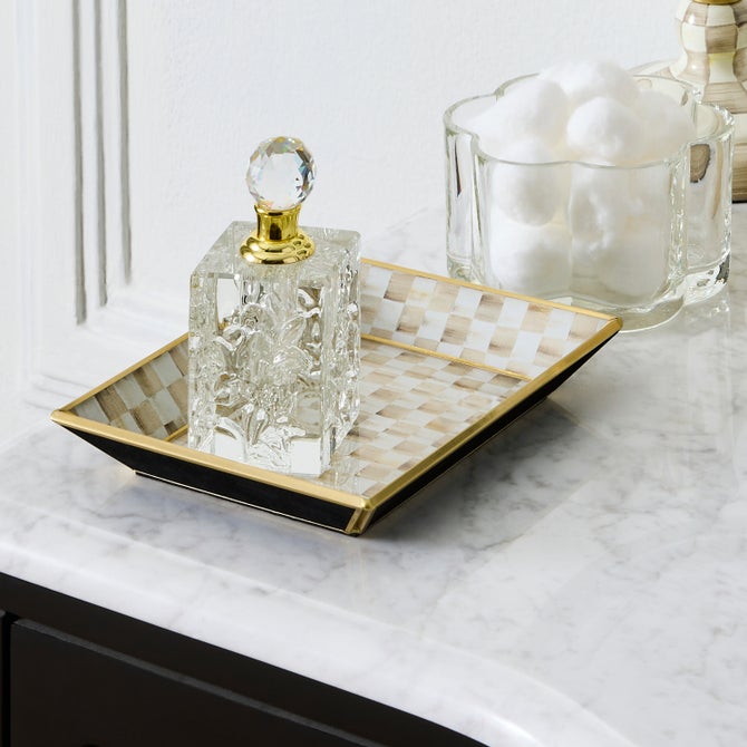 Mocha Check Small Glass Vanity Tray - {current_domain}