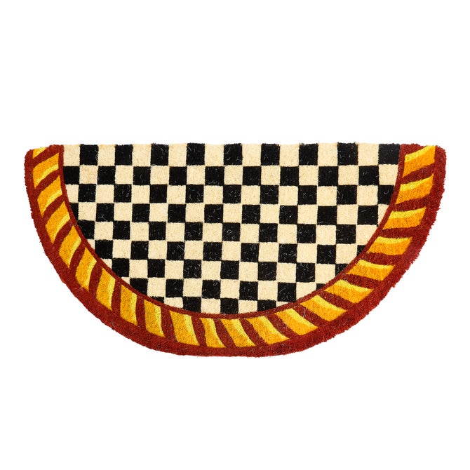 Courtly Check Half Round Red & Gold Entrance Mat - {current_domain}