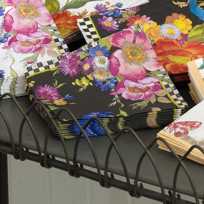 Black Flower Market Cocktail Paper Napkins - {current_domain}