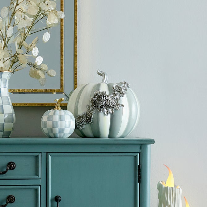 Sterling Stripe Silver Floral Garland Pumpkin - {current_domain}