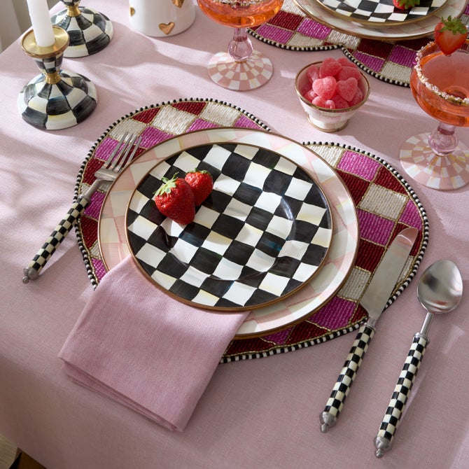 Beaded Check Heart Shaped Placemat - {current_domain}