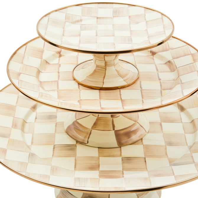 Mocha Check Small Pedestal Platter - {current_domain}