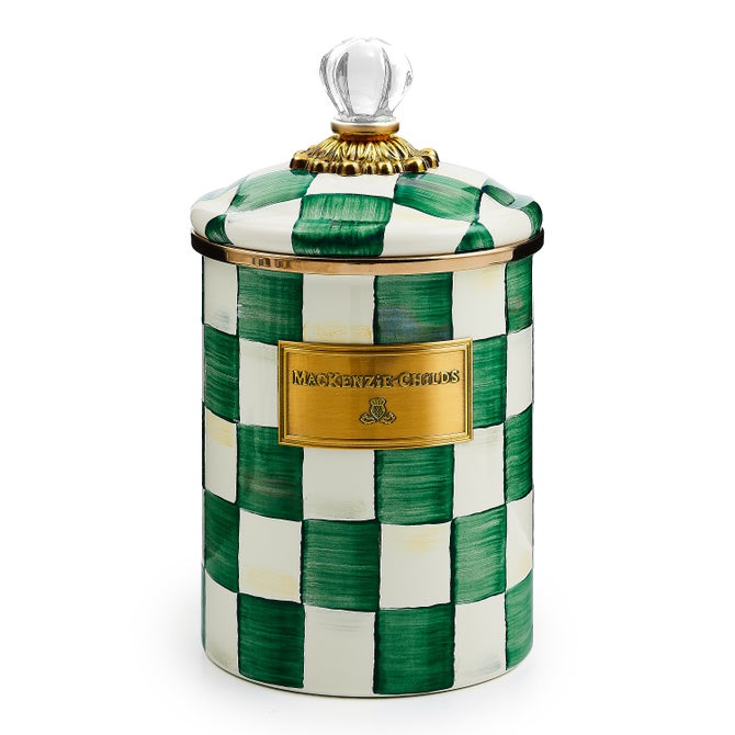 Emerald Check Enamel Canisters - {current_domain}