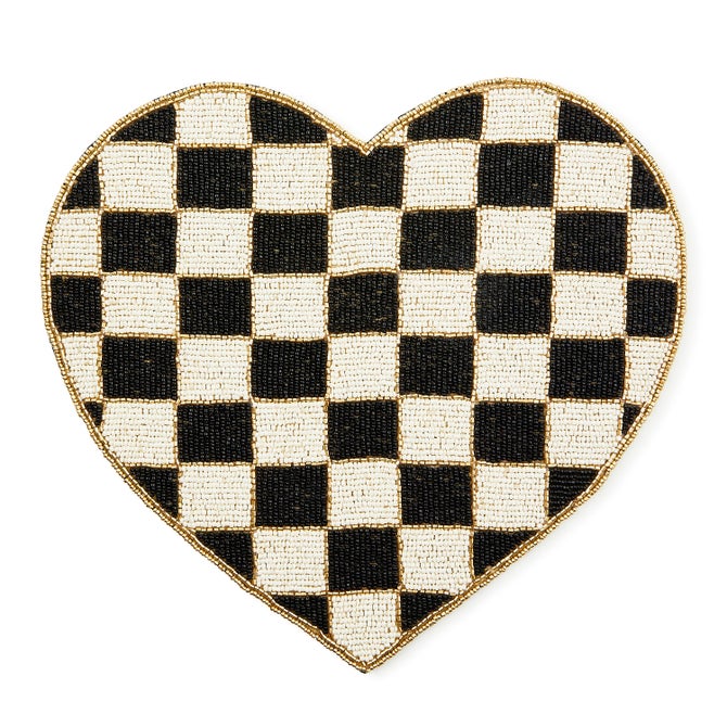 Beaded Check Heart Shaped Placemat - {current_domain}