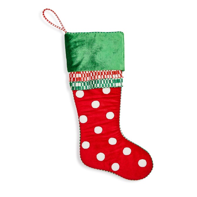 Check It Out Red & White Polka Dot Stocking - {current_domain}