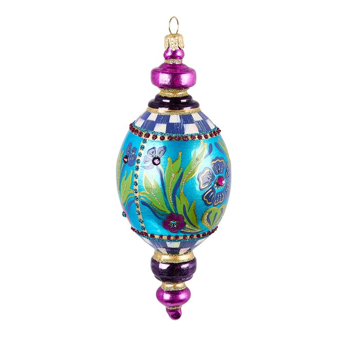 Floral Oval Drop Glass Ornament - {current_domain}
