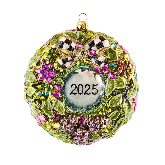 2025 Floral Wreath Glass Ornament - {current_domain}