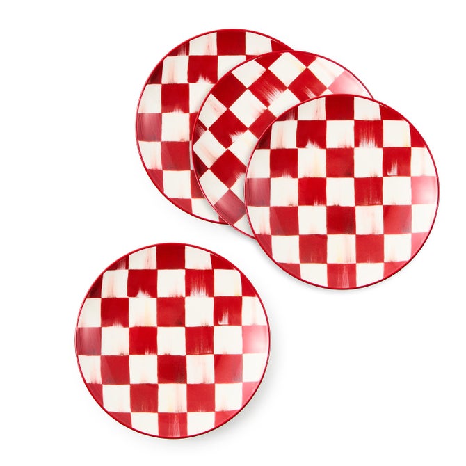 Cherry Check Appetizer Plates, Set of 4 - {current_domain}