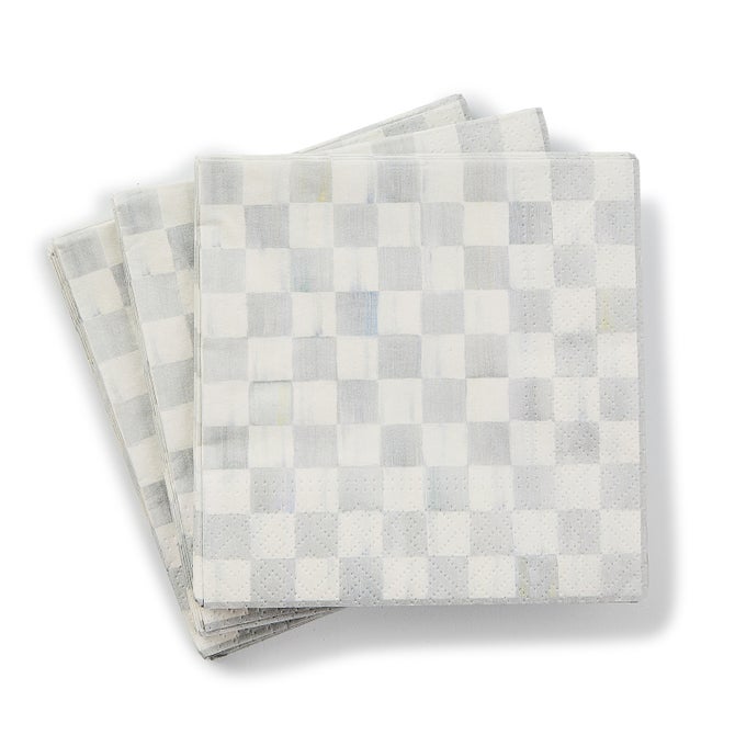 Sterling Check Cocktail Paper Napkins - {current_domain}