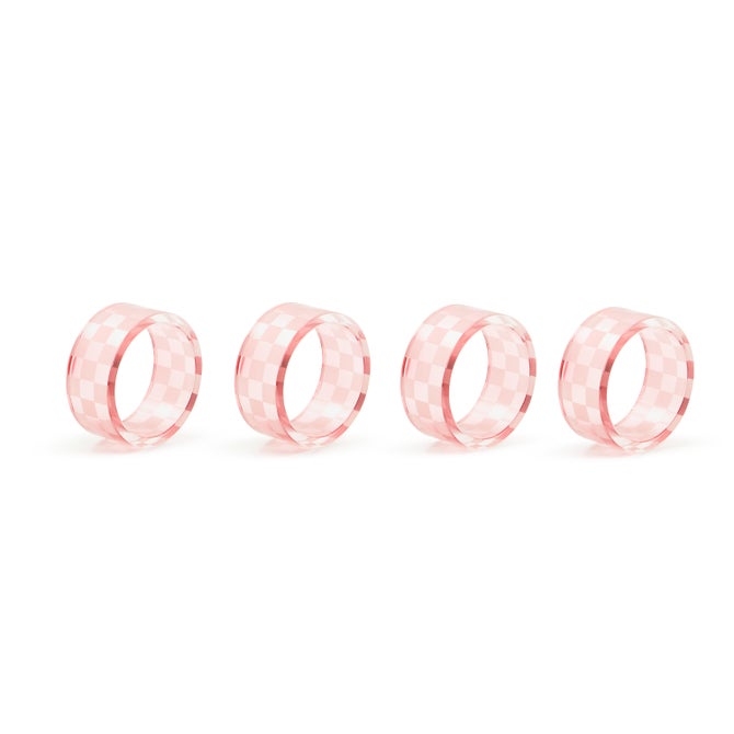 Pink Check Napkin Rings, Set of 4 - {current_domain}