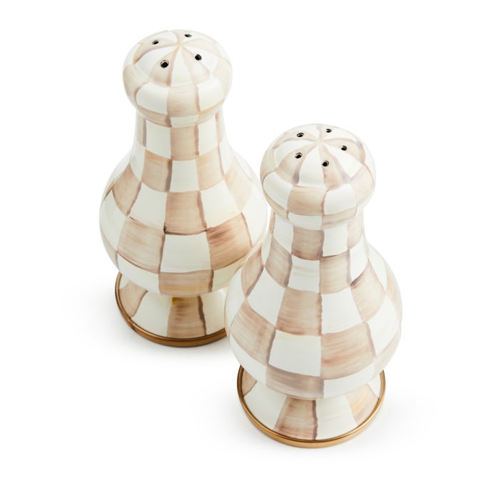 Mocha Check Large Salt & Pepper Shakers - {current_domain}