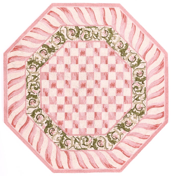 Rosy Check 6' Octagon Rug - {current_domain}